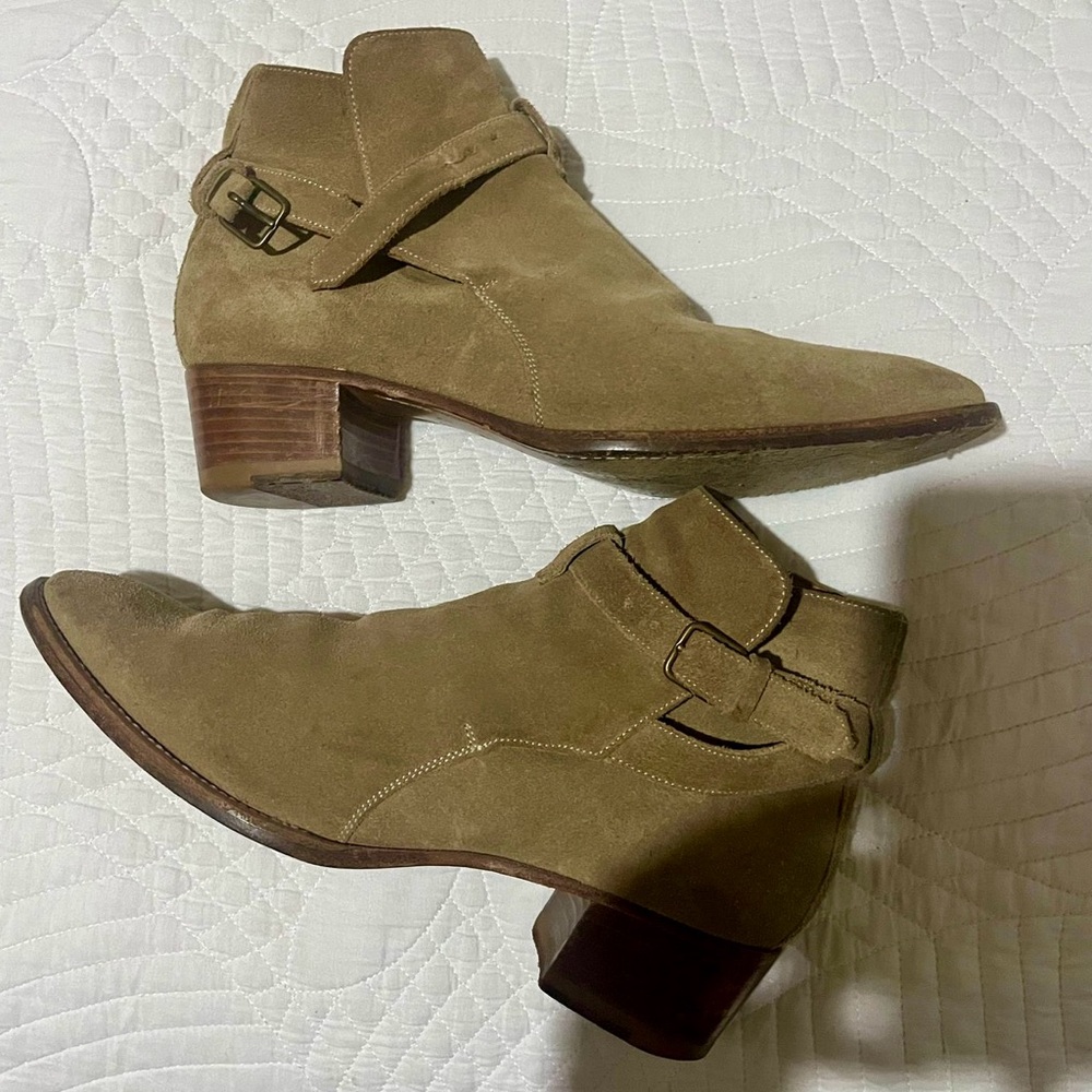 YSL SAINT LAURENT Wyatt Jodphur Suede Mid Heel Boots - Picture 3 of 6